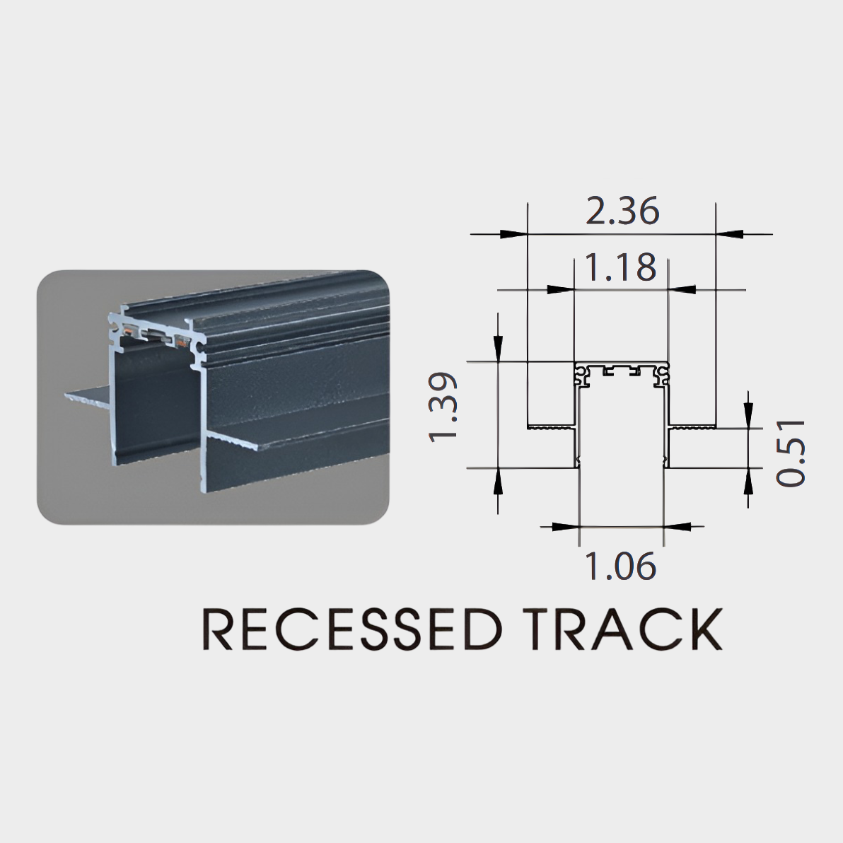 Magnetic Recessed Track Rail OLEO3-M04M-3000 - Image 2